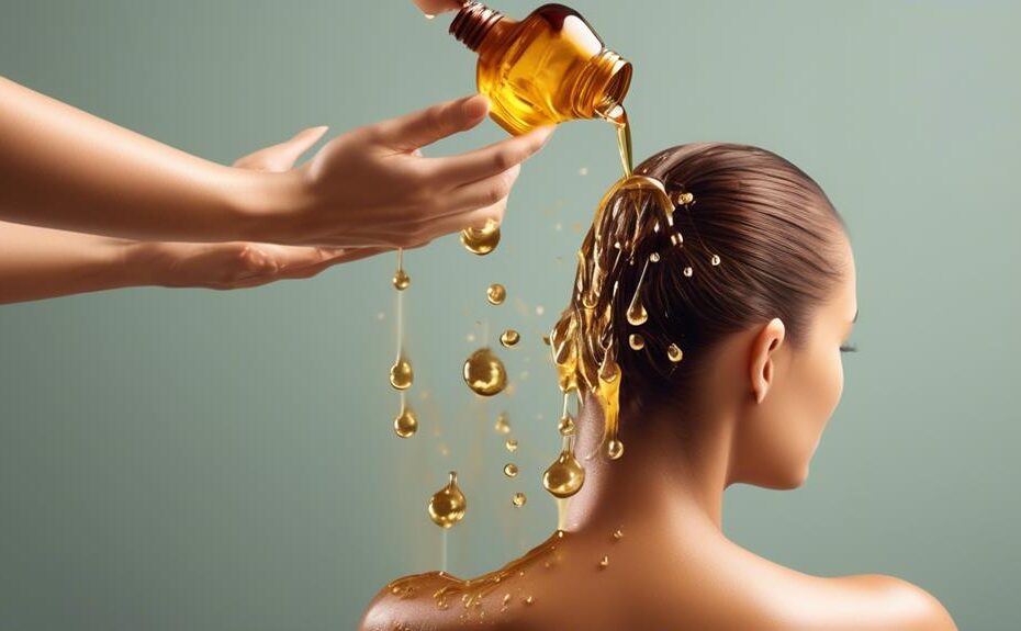 applying castor oil to scalp